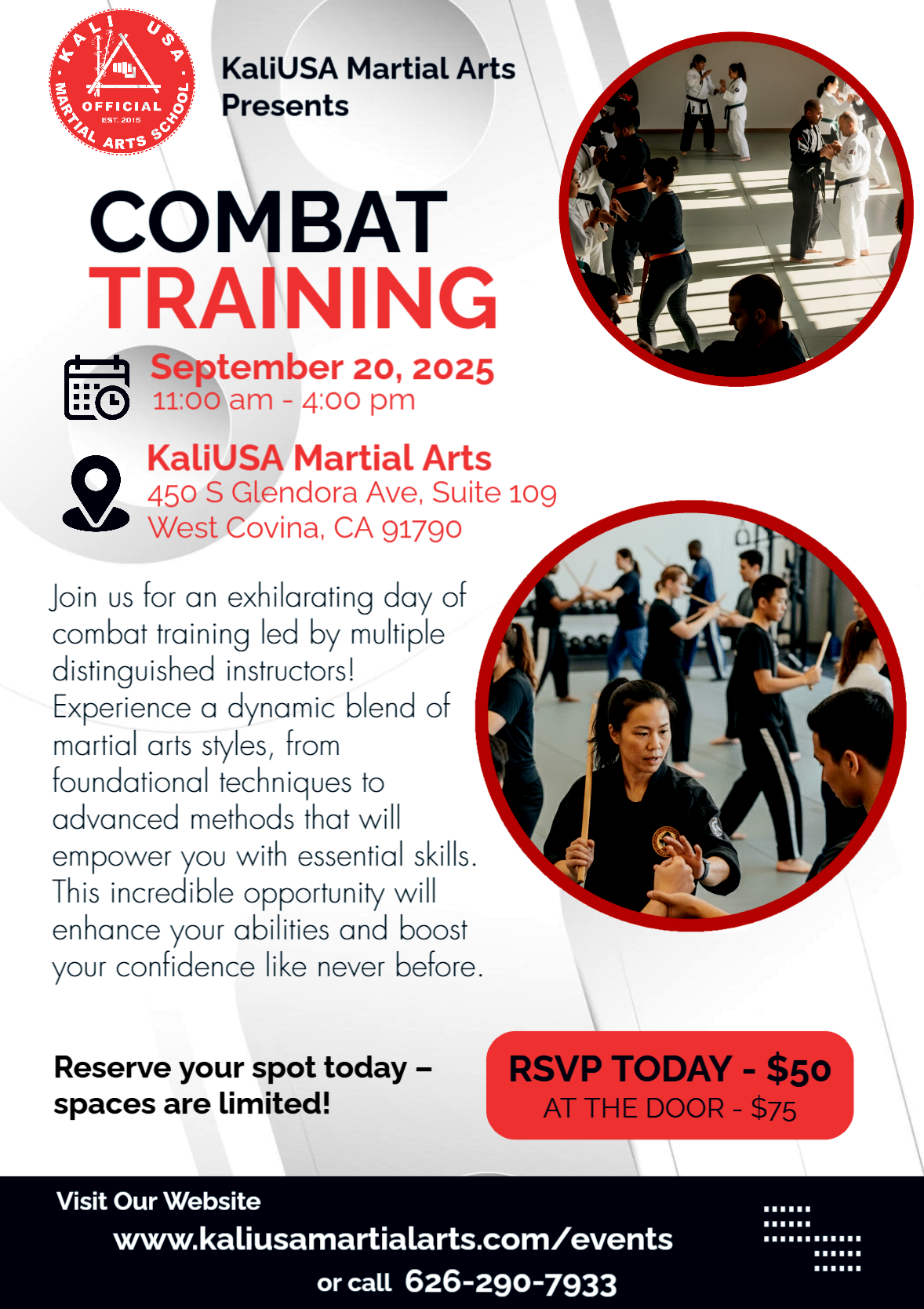 KaliUSA Combat Seminar Flyer
